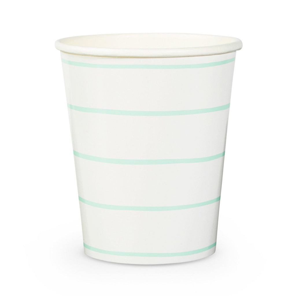 Frenchie Striped Mint Party Cups