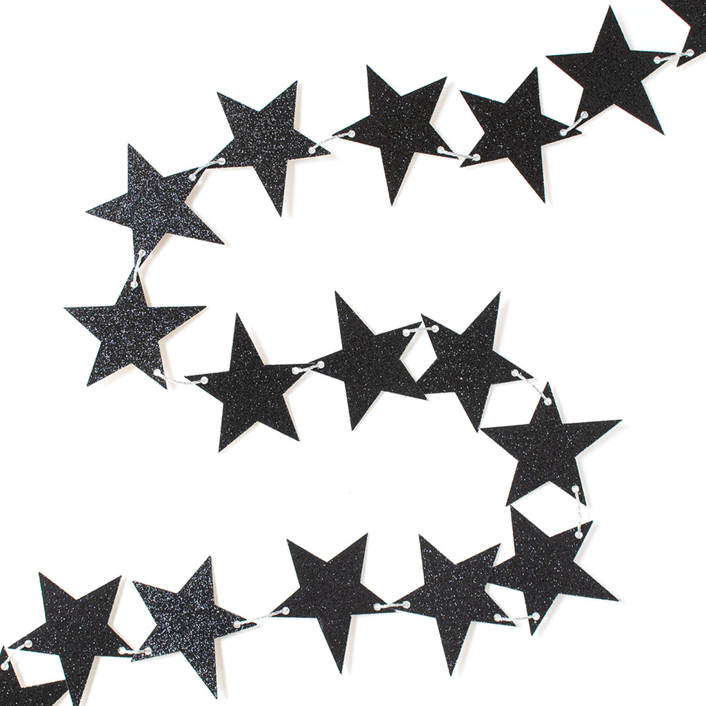 Black Star Glitter Garland