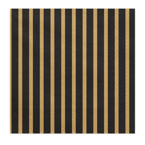 Black and Gold Striped Large Napkins