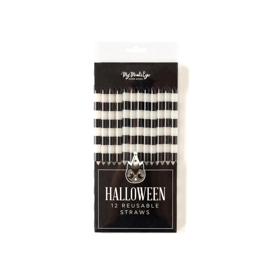 Black and White Halloween Reusable Straws
