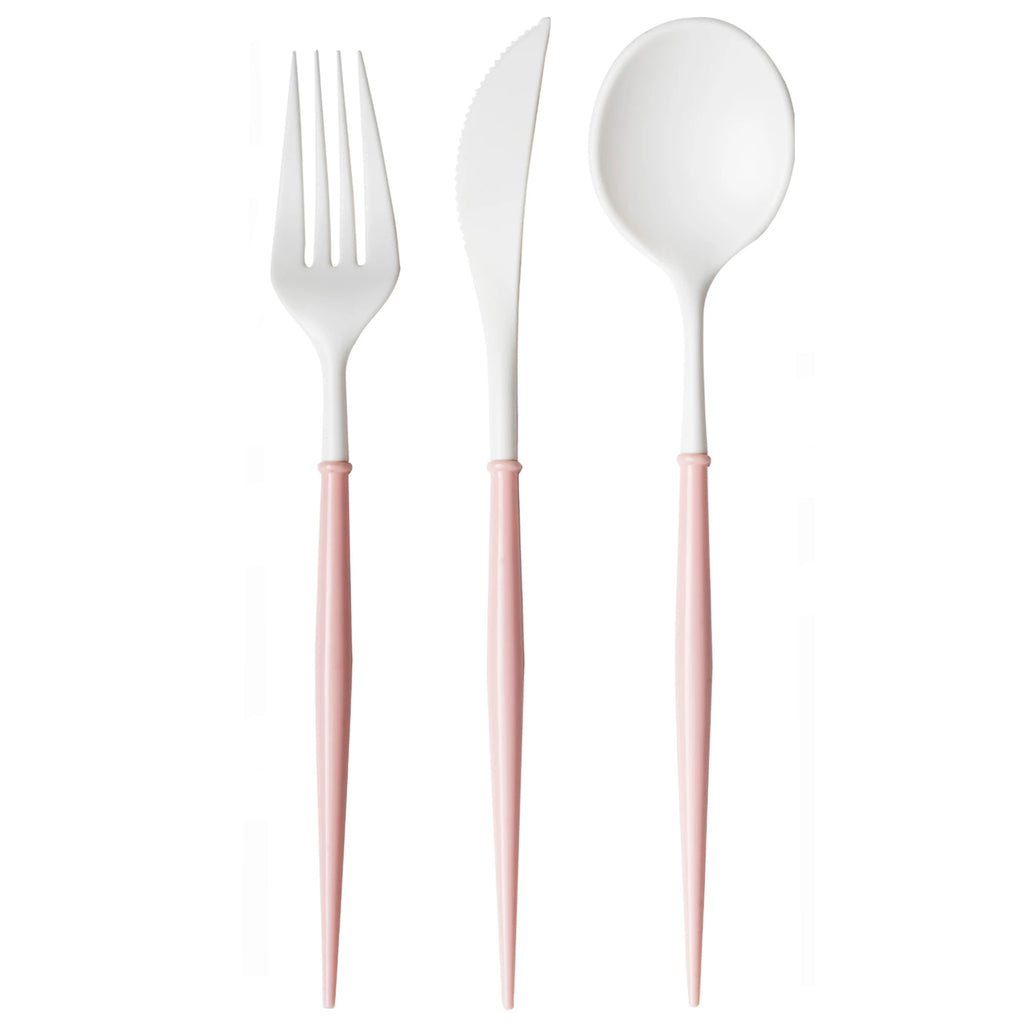Bella Blush and White Reusable Plastic Cutlery