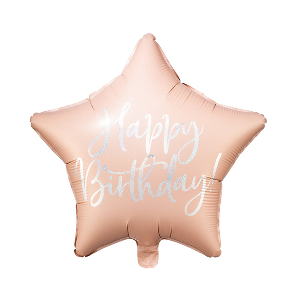 Boho Blush Happy Birthday Star Foil Balloon