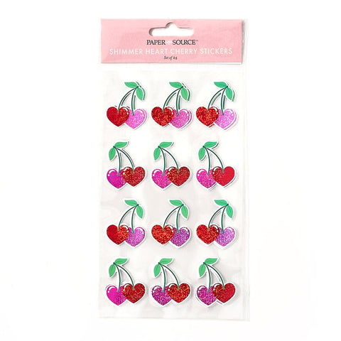 Shimmer Cherry Heart Stickers (2 Sheets) - Paper Source
