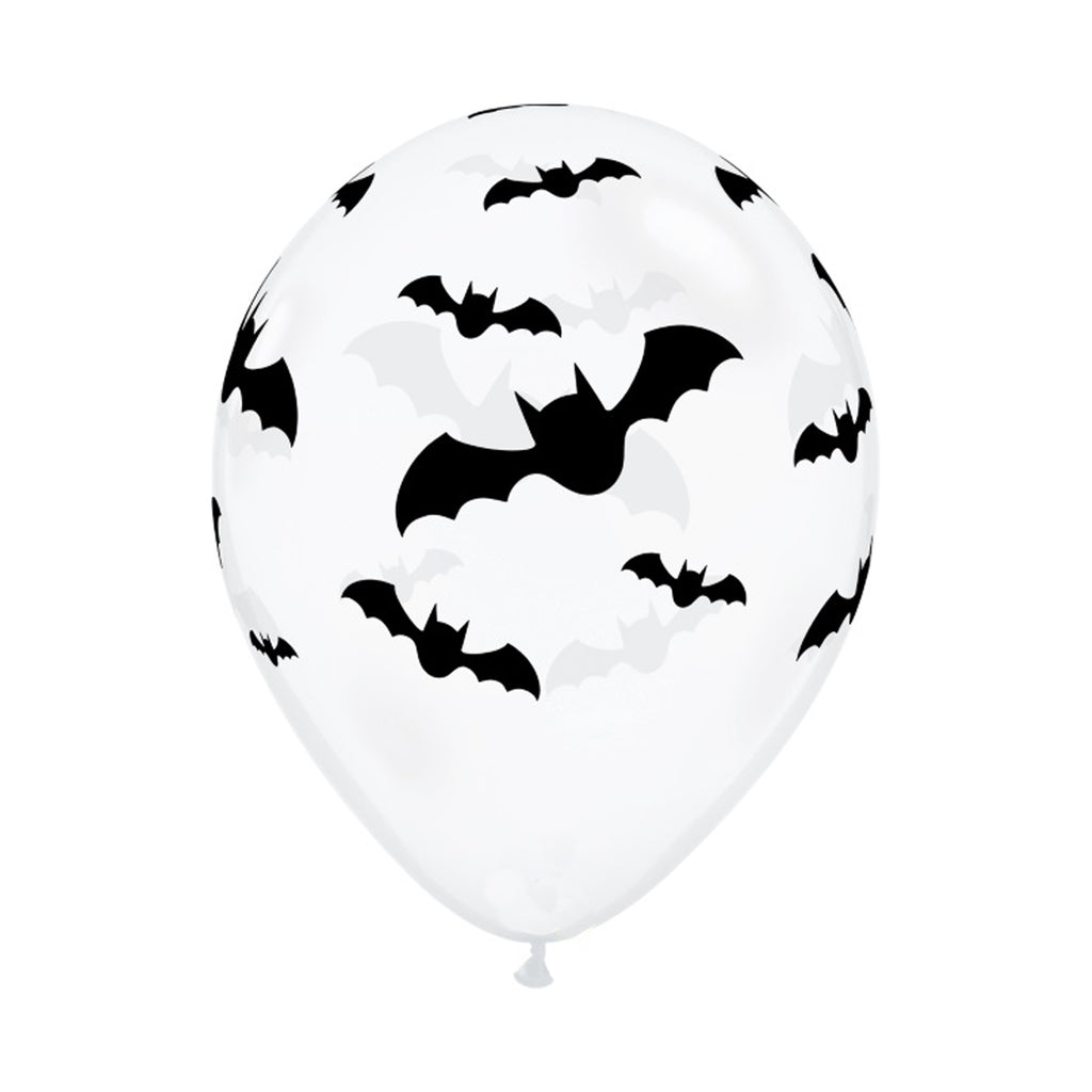 CLEAR WITH BLACK BATS PRINTED LATEX BALLOON