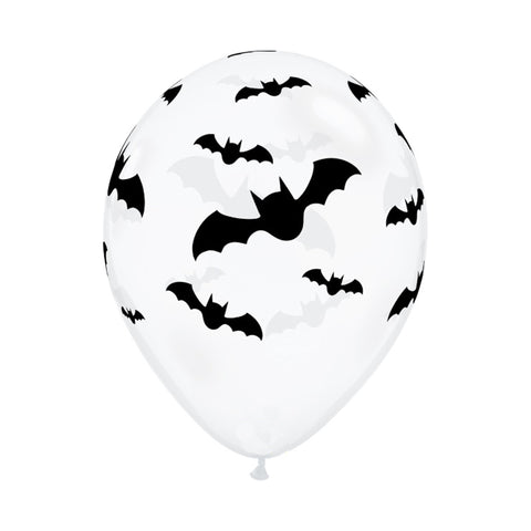 CLEAR WITH BLACK BATS PRINTED LATEX BALLOON