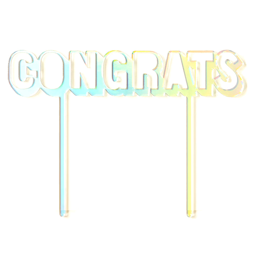 CONGRATS HOLOGRAPHIC CAKE TOPPER