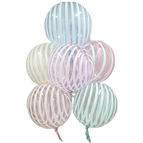 CLEAR CANDY STRIPED 18" BALLOON BUNDLE