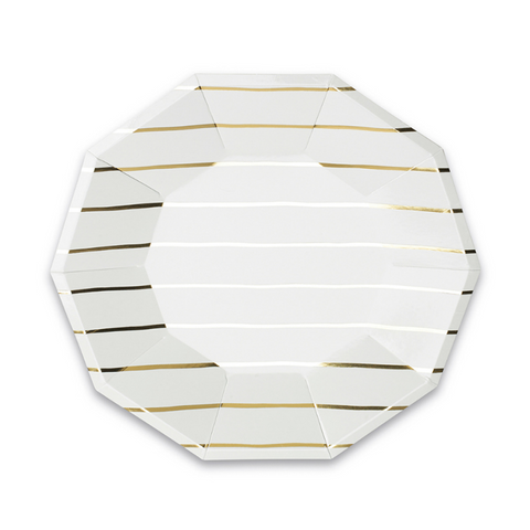 Frenchie Striped Large Gold Plate