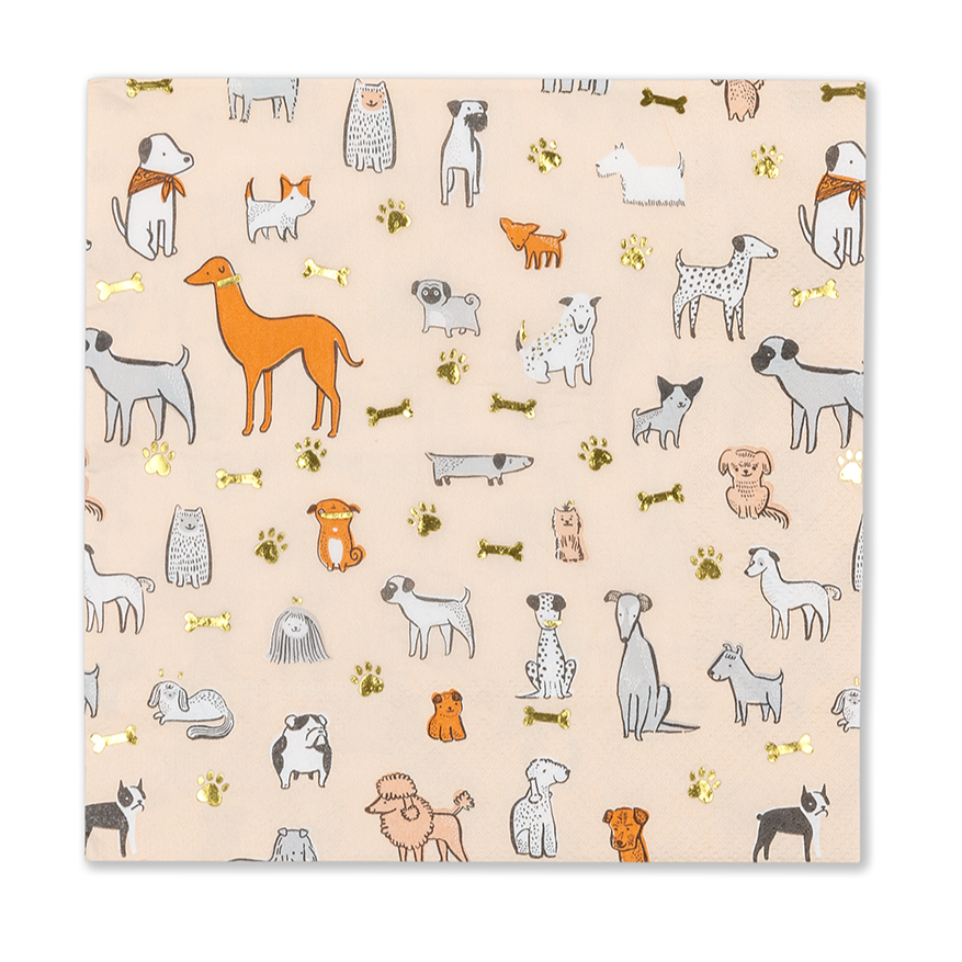 Bow Wow Puppy Dog Pattern Large Napkins