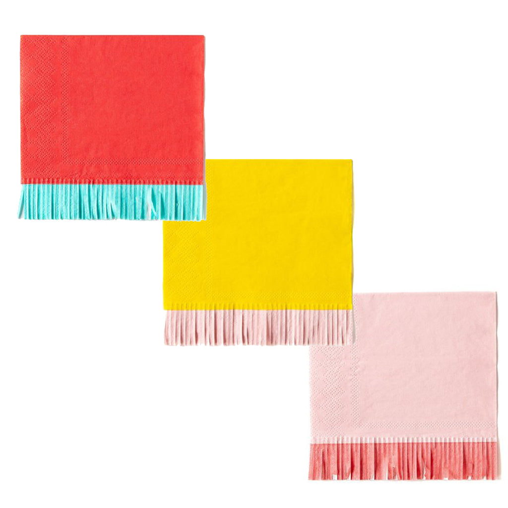 Colorful fringed cocktail napkins