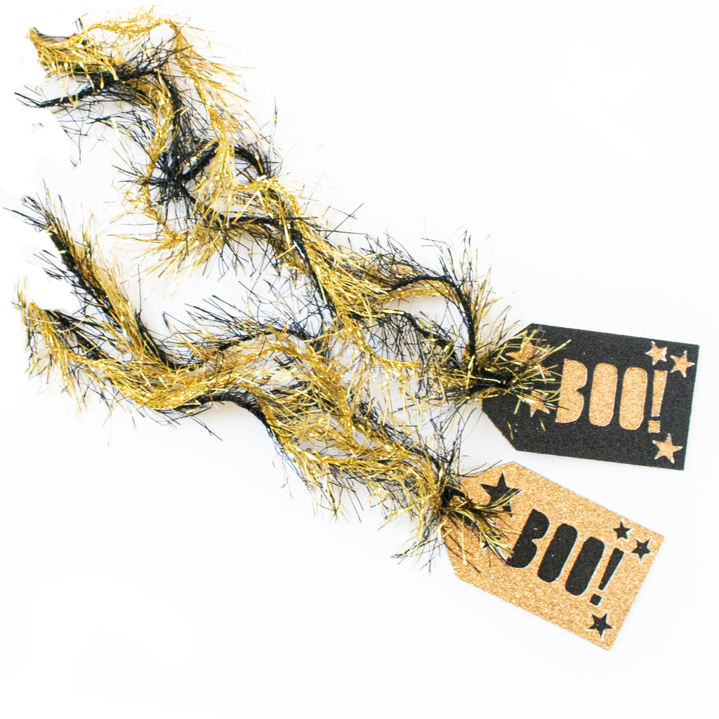 GLITTER BOO TAG - ANTIQUE GOLD
