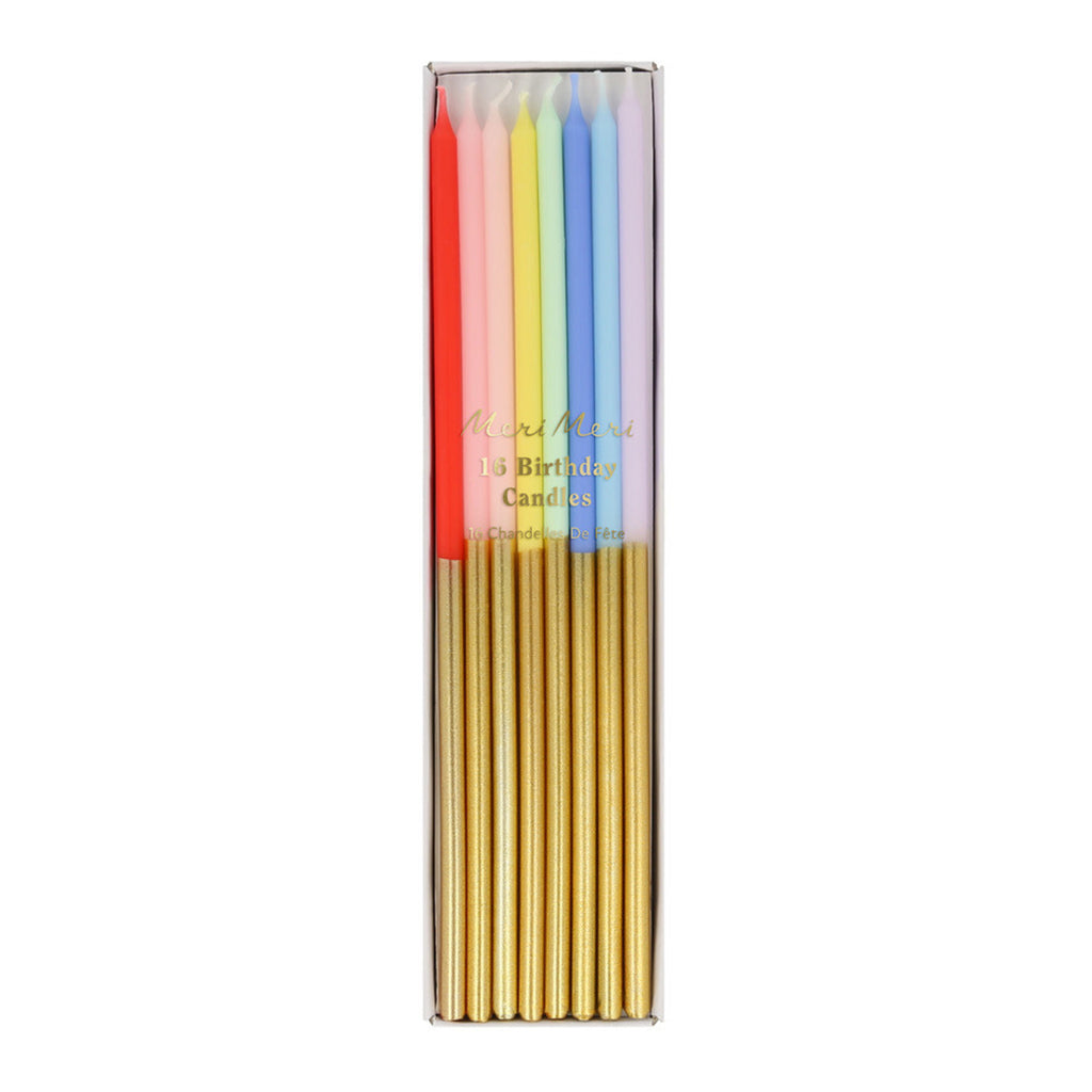 Gold Dipped Rainbow Mix Candles - Meri Meri
