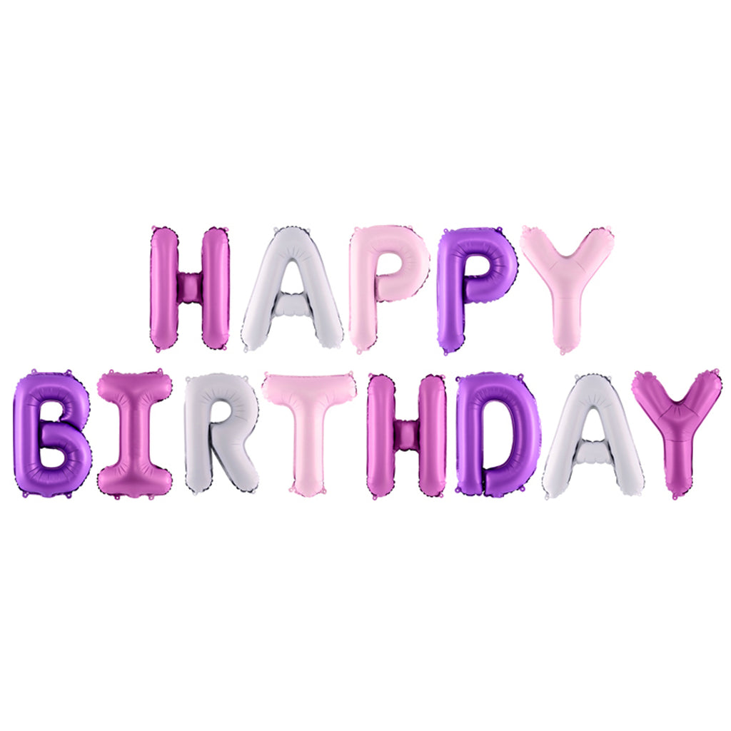 Pink and Lilac Happy Birthday Balloon Banner