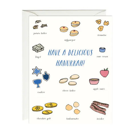 Hanukkah Foods Card - Paula & Waffle