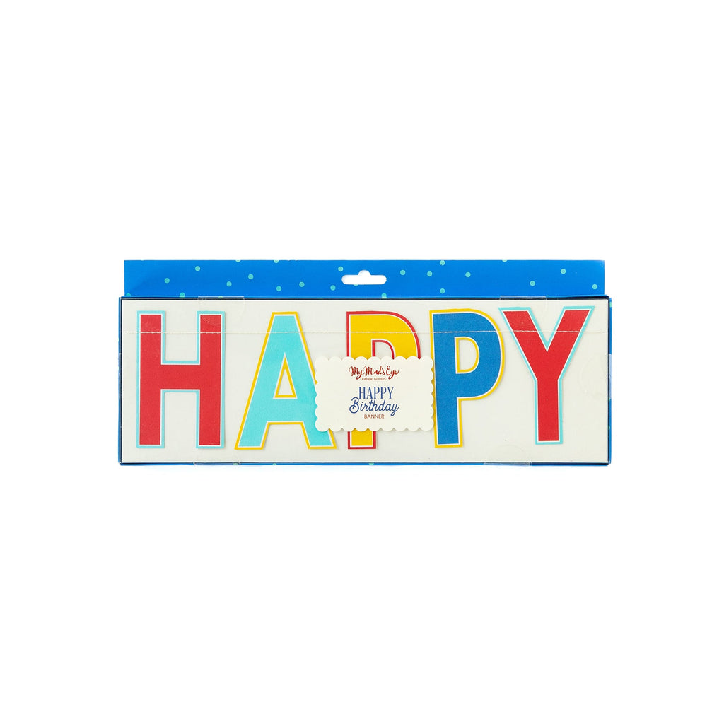 Blue Red and Yellow Happy Birthday Banner