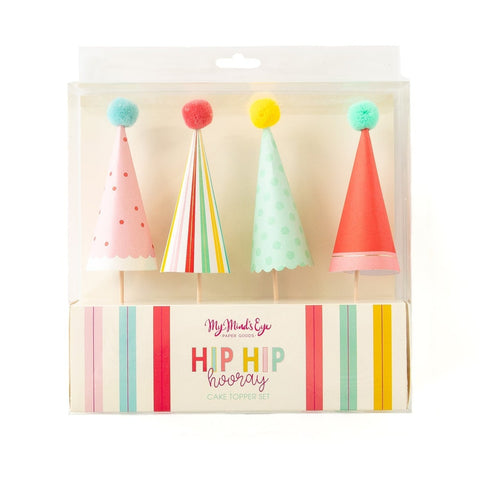 Hip Hip Hooray Party Hat Cake Toppers