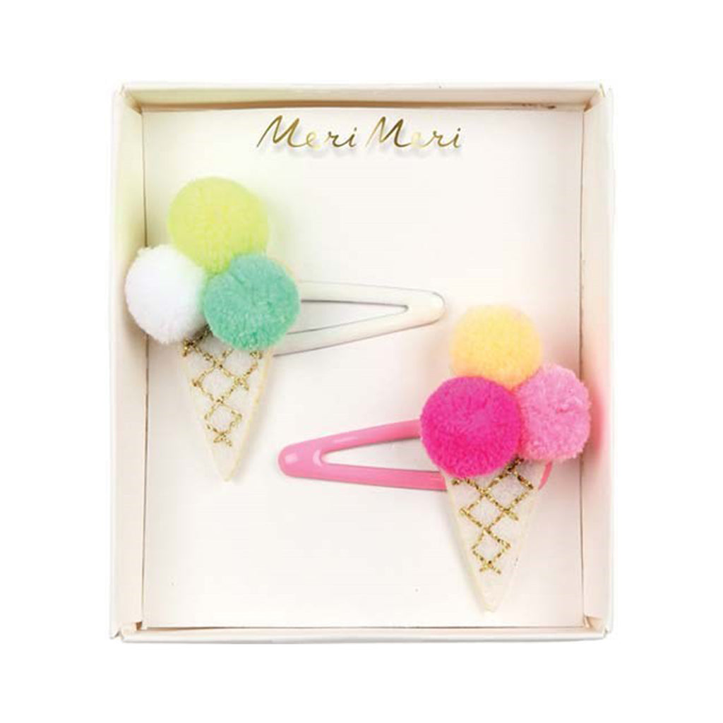 ICE CREAM POM POM HAIR CLIPS