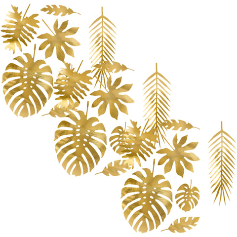 Gold Metallic Tropical Paper Leaf Cutouts
