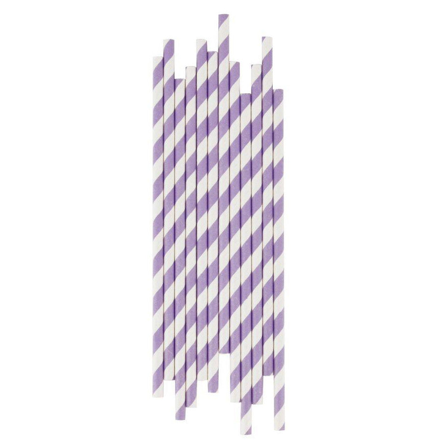 Lilac Striped Paper Straws