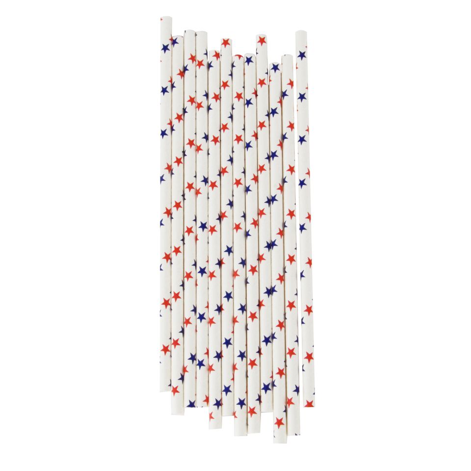 RED AND BLUE STARS STRAWS