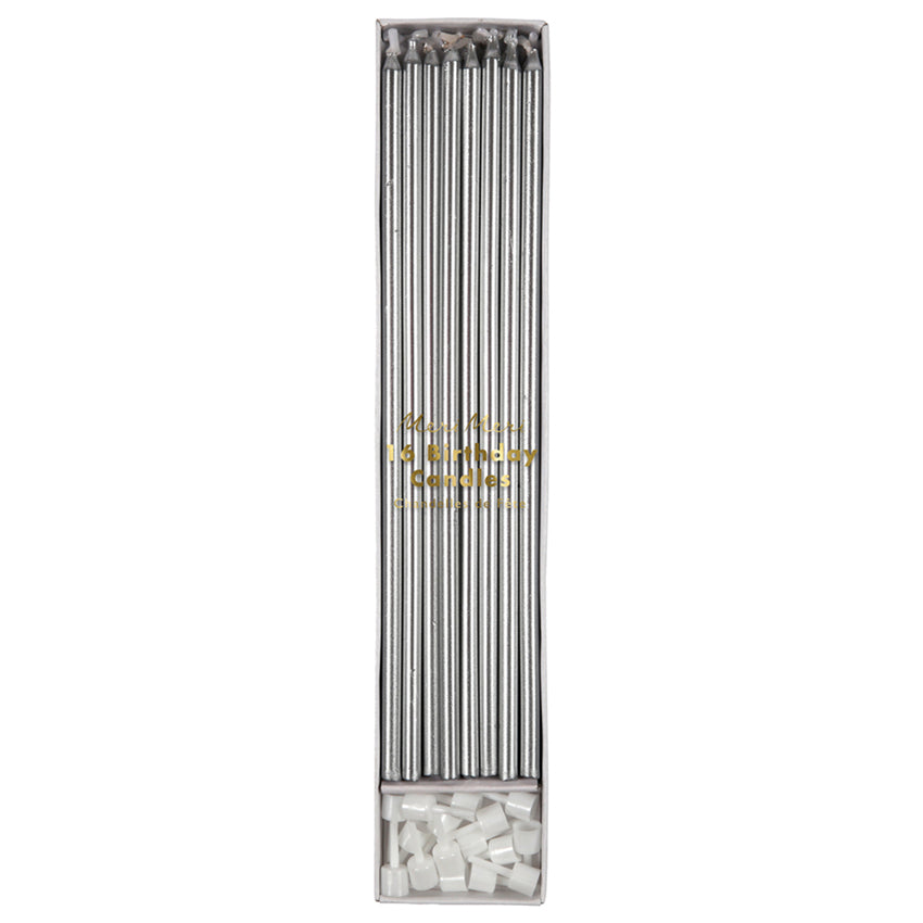 Tall Silver Cake Candles