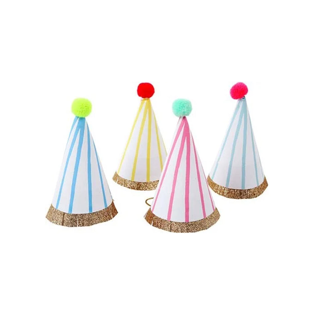 Mini Striped Pom Pom Party Hats - Meri Meri