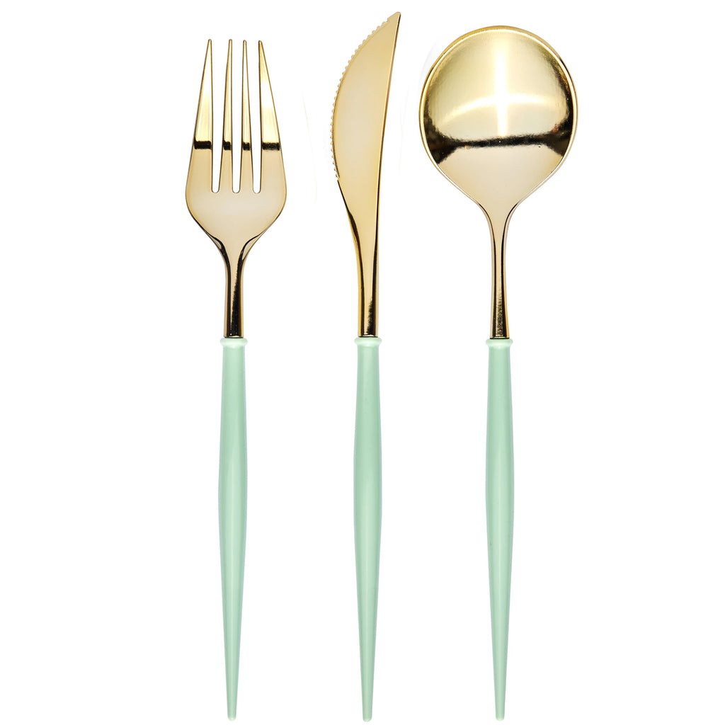 Mint and Gold Bella Sophistiplate Reusable Cutlery
