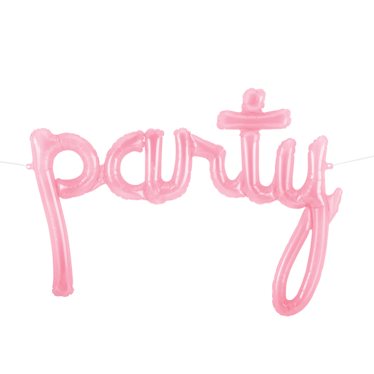PARTY SCRIPT CLEAR PINK 34"