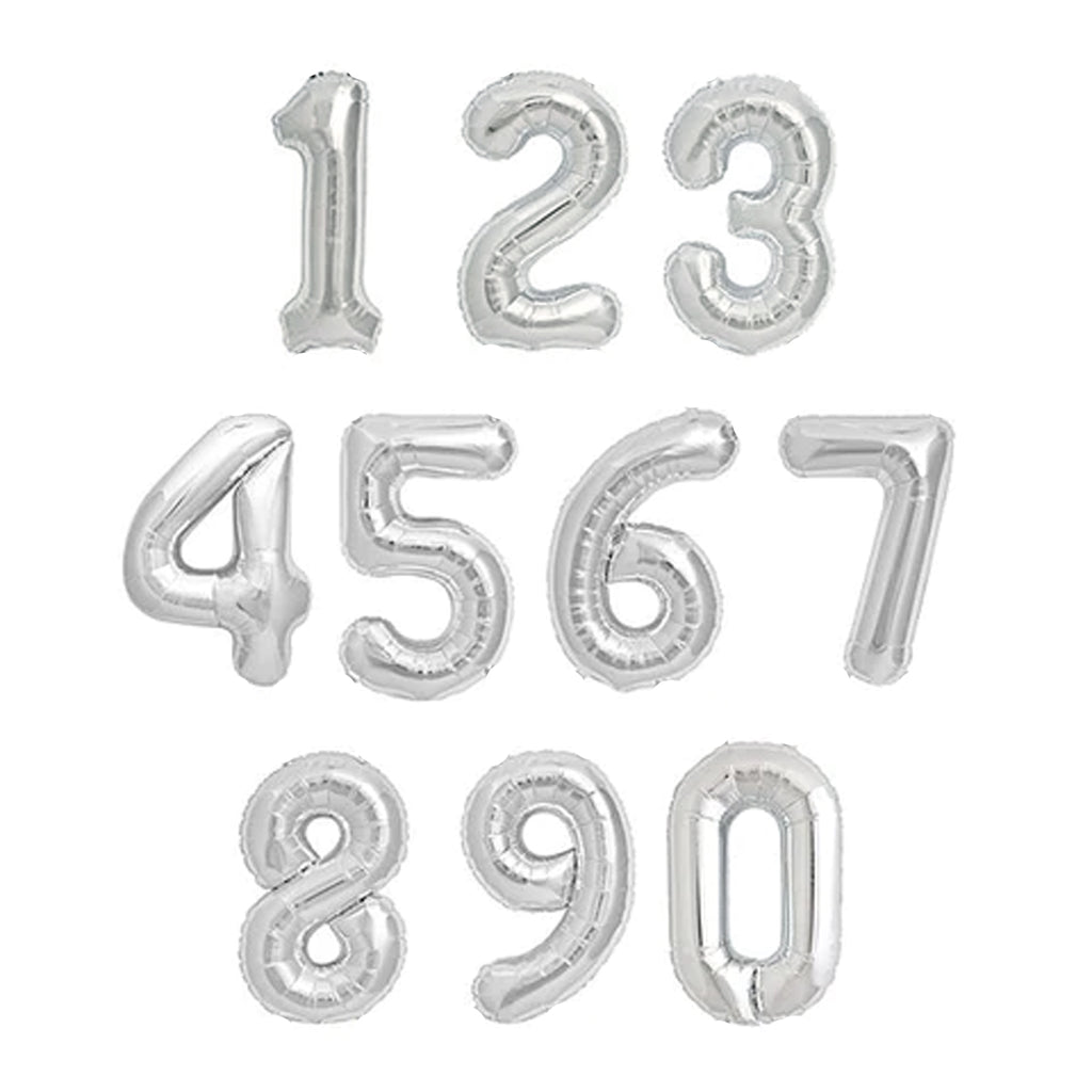 SILVER FOIL NUMBER BALLOON 34"