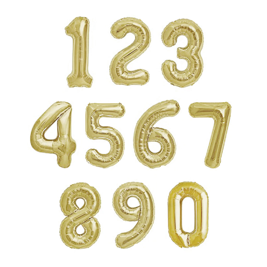 WHITE GOLD FOIL NUMBER BALLOON 34"