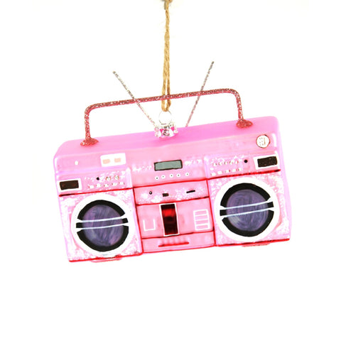 PINK BOOMBOX GLASS ORNAMENT