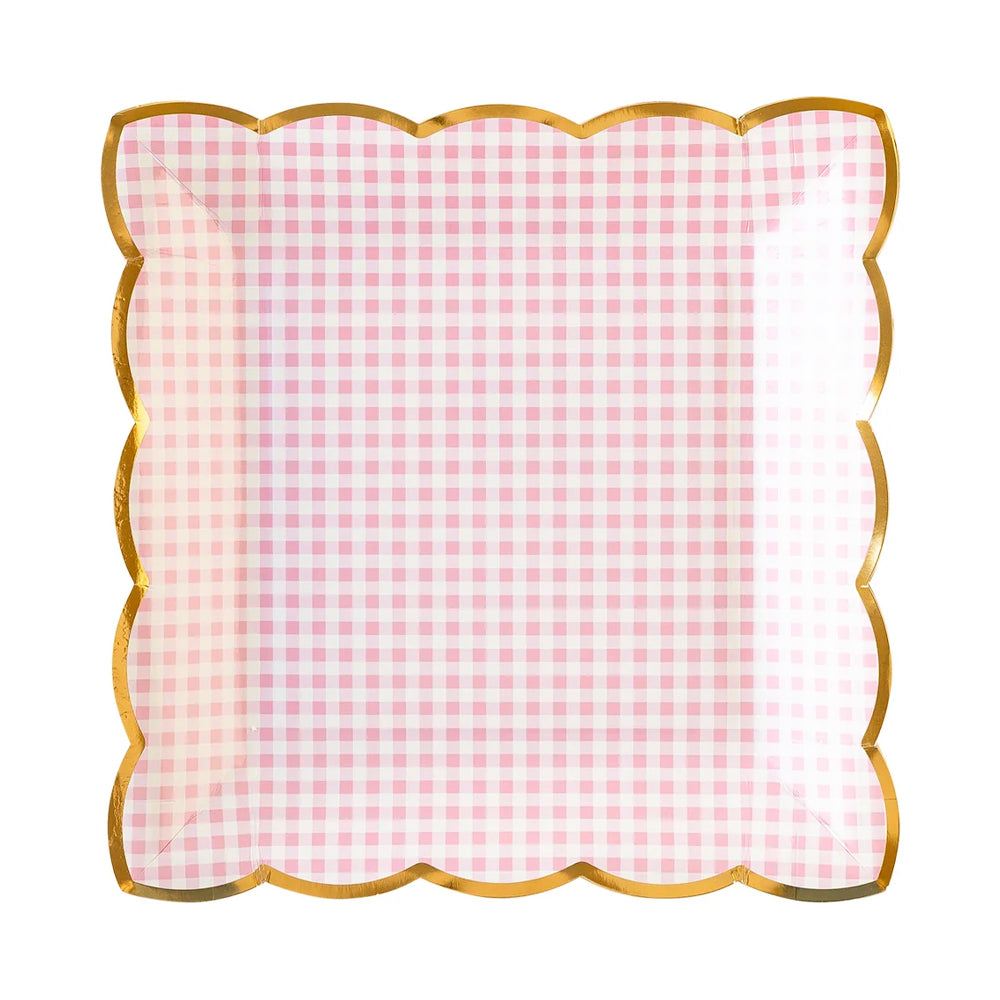 Pink Gingham Square Plates - My Mind's Eye