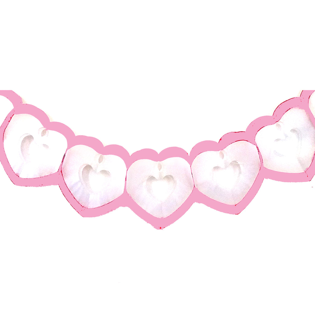 PINK AND WHITE HEART TISSUE GARLAND