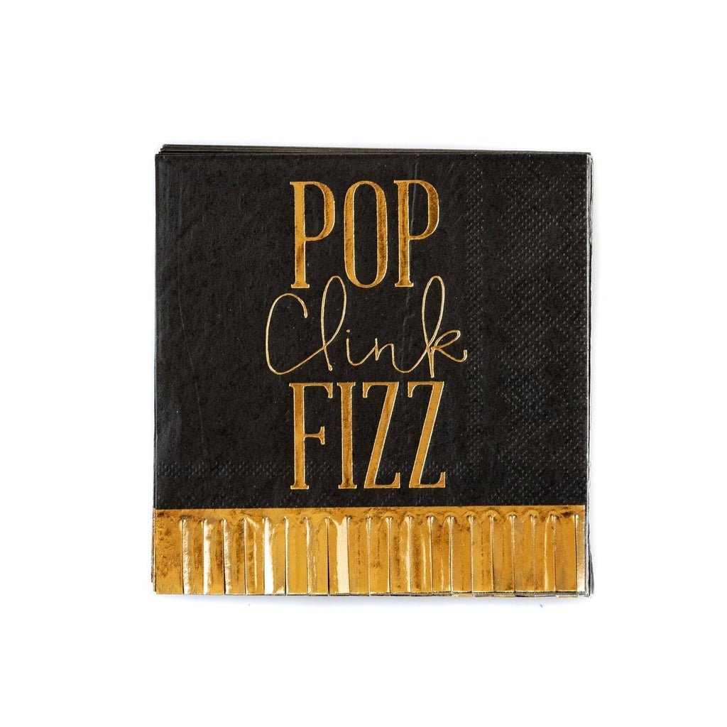 Pop Fizz Clink Fringed Cocktail Napkins