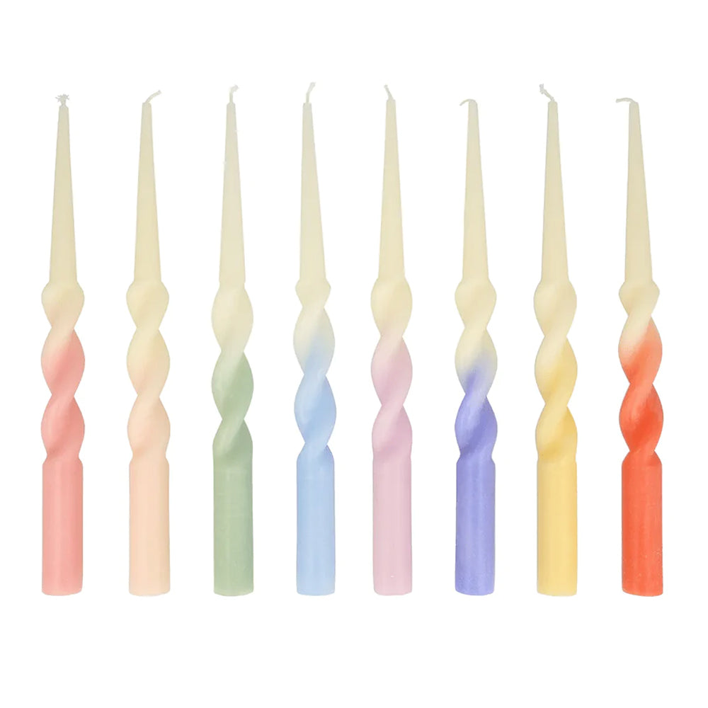 Rainbow Twisted Table Candles - Meri Meri