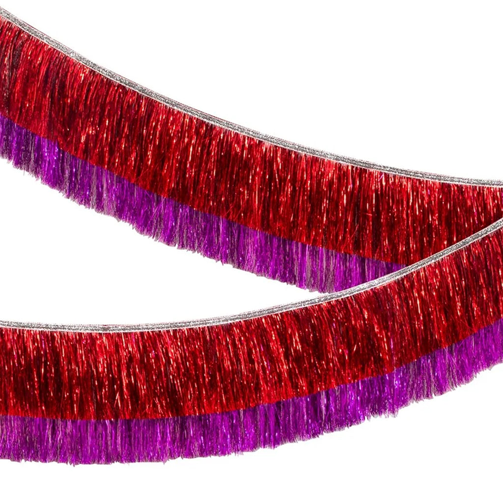 Red And Pink Tinsel Fringe Garland