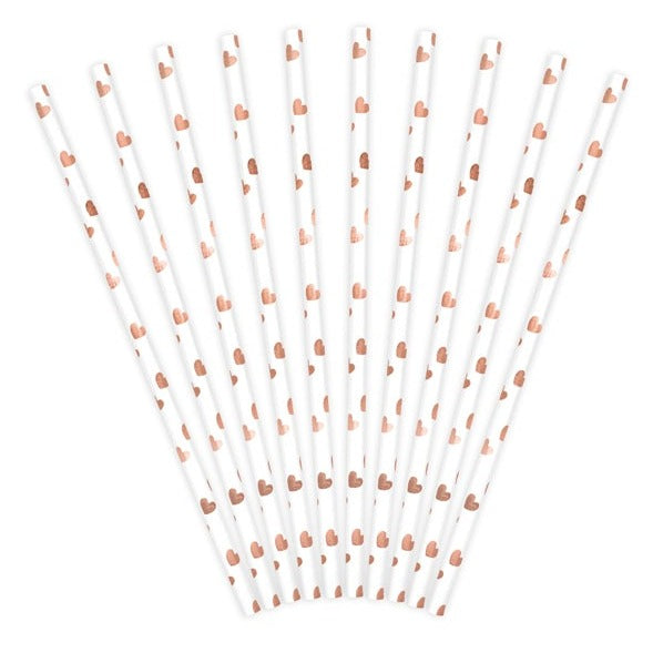 Rose Gold Heart Straws