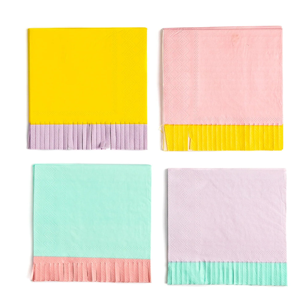 PASTEL FRINGED COCKTAIL NAPKINS