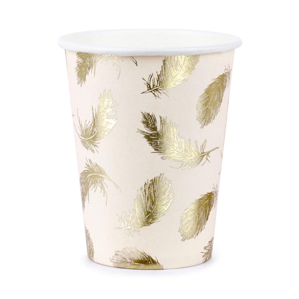 Gold Feather Pattern Cups